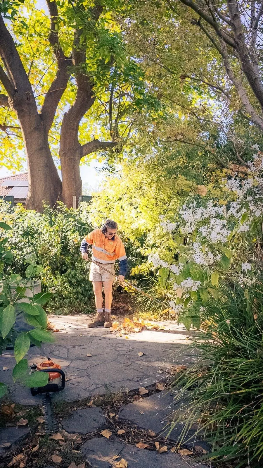 Garden maintenance team at work