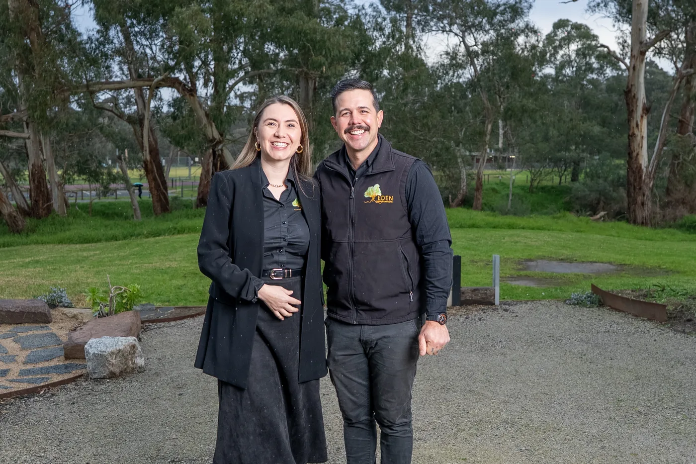 Eduardo (Ed) with his wife Lizbeth in the garden at the Eden yard